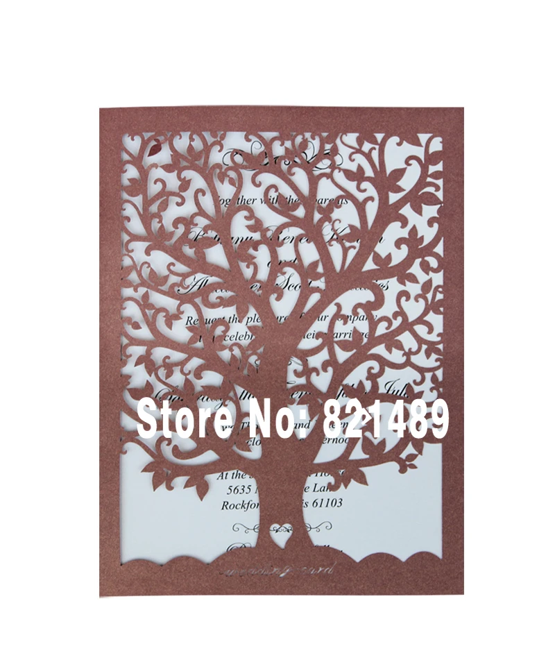  Elegant Love Tree Design Wedding Invitation Card; Formal Banquet Invitation Card - Set of 50 - 32435212414