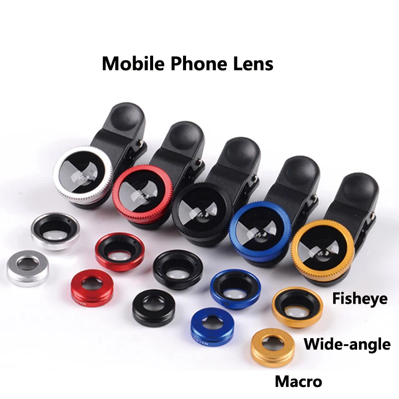 

Fisheye Lens 3 in 1 mobile phone lenses fish eye +wide angle +macro camera lens for iphone 7 6s plus 5s/5 xiaomi huawei samsung