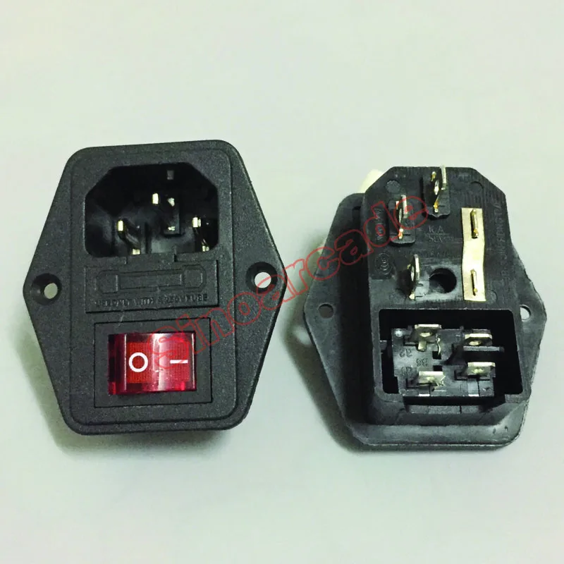 Arcade Computer Cabinet Switched Power Socket Cnnector AC 250V Lighting with Fuse Holder for Jamma and Mame DIY Game Machine