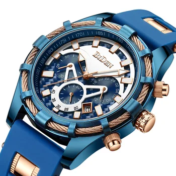 

Mens Watches Top Brand Luxury Waterproof Blue Silicone Strap Sports Military Chronograph Quartz Wrist Watches Relogio Masculino