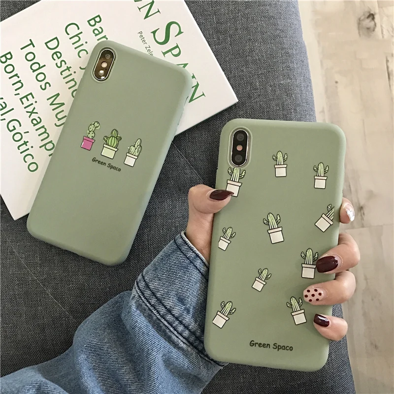 Lovebay Зеленый Кактус чехол для телефона s для iphone 7 Чехол Мягкий силиконовый ультратонкий задний Чехол для iphone XS Max XR X 6 6S 7 8 Plus