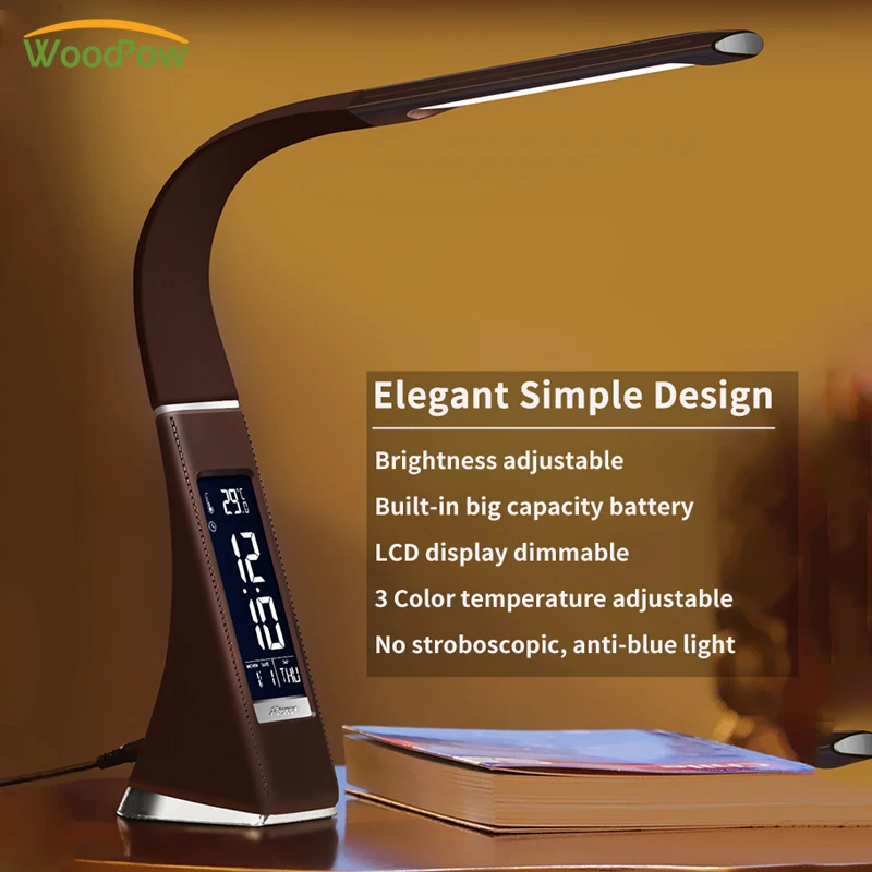 

WoodPow Eyes-Protect LED Desk Lamp Battery Rechargeable Dimmable Desk Light Touch Sensor Table Lamps Cold/Warm Light Table Lamp