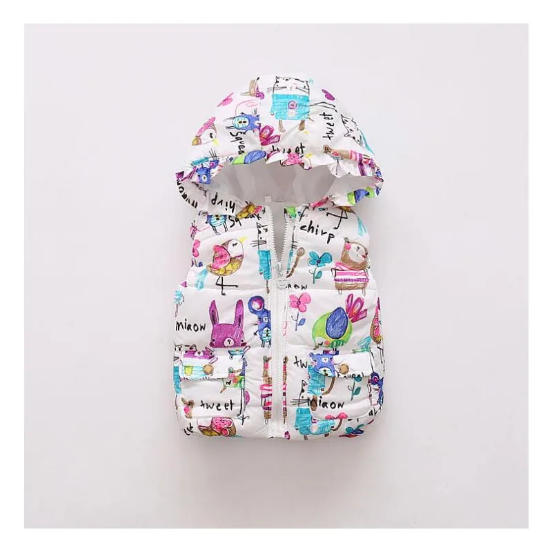 

BibiCola 2018 children girls outerwear thick thermal clothing for kids autumn winter hooded coats cartoon printing new clothing