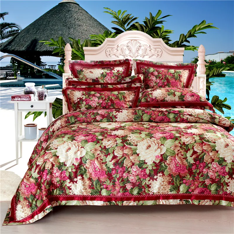 Top quality 4pcs bedding set bed sheet home textile bedding set satin