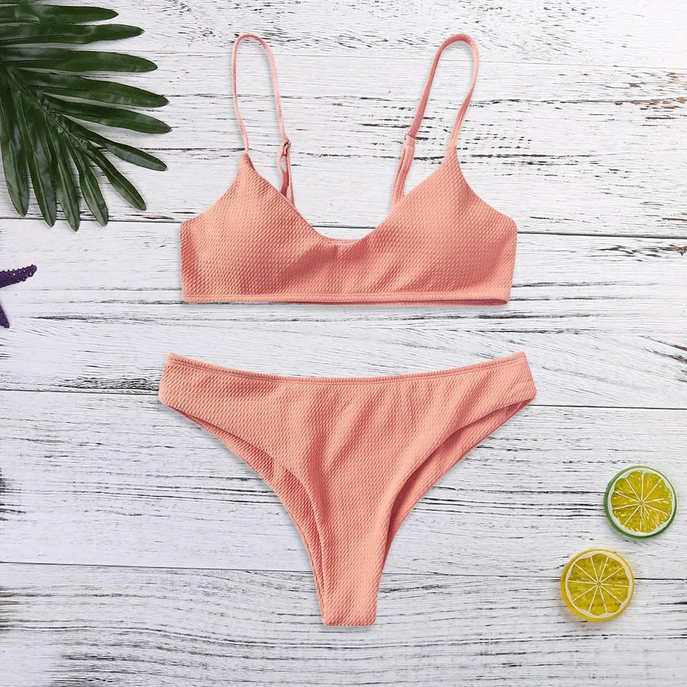 

Women Split Candy Color Bikini Bralette Swimwear Monokini Brazilian Bather Suit Swimsuit Female Maillot Plavky Biquini Tankini