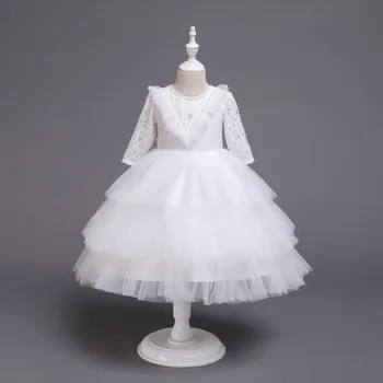 

Birthday White Lace Cake Tutu Kid Dress Girl Princess Dress Costume Elegant Evening Wedding Party Dress for Girl Clothing BH-852