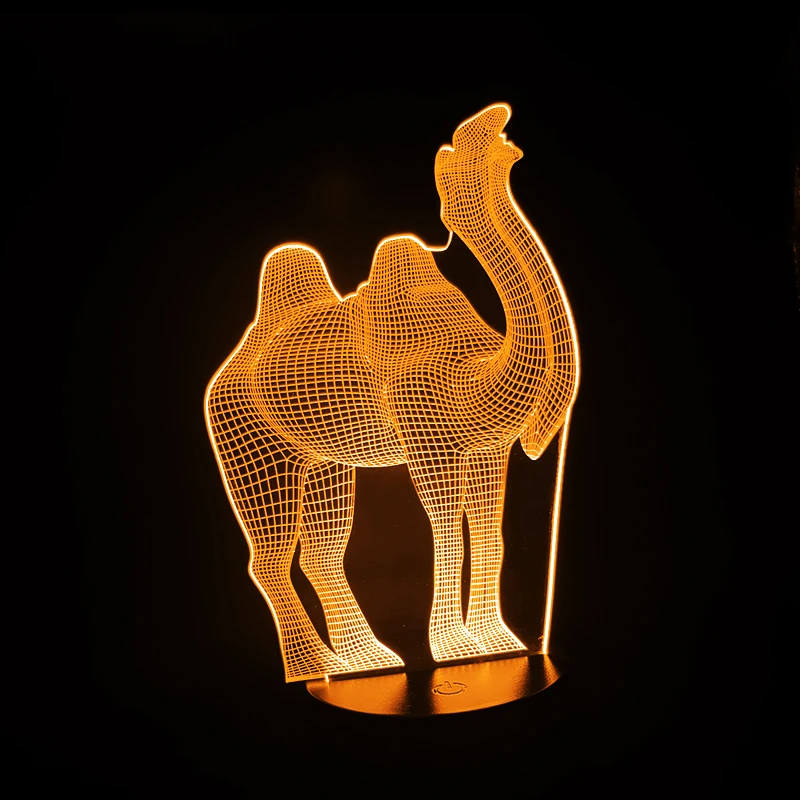 Новый мультфильм 3D стерео видение лампа в форме верблюда Luminaria 7 цветов градиент