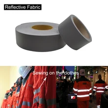 5cm width Silver Poliester Fabric Sew on Reflective Safety Jacket Warning Conspicuity Fabric grey reflective warning fabric sew on clothes for fashion free shipping