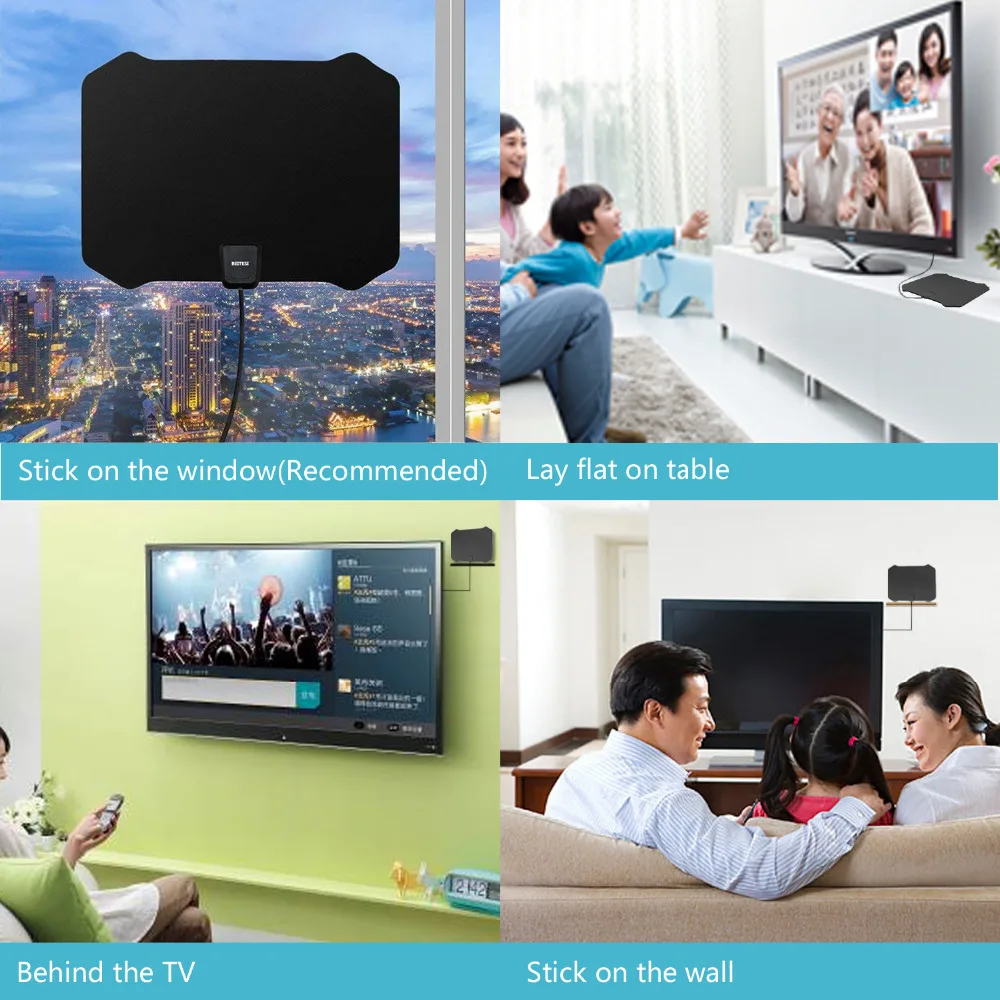 Плоская усиленная цифровая антенна HD tv 25 дБ с высоким коэффициентом усиления 50