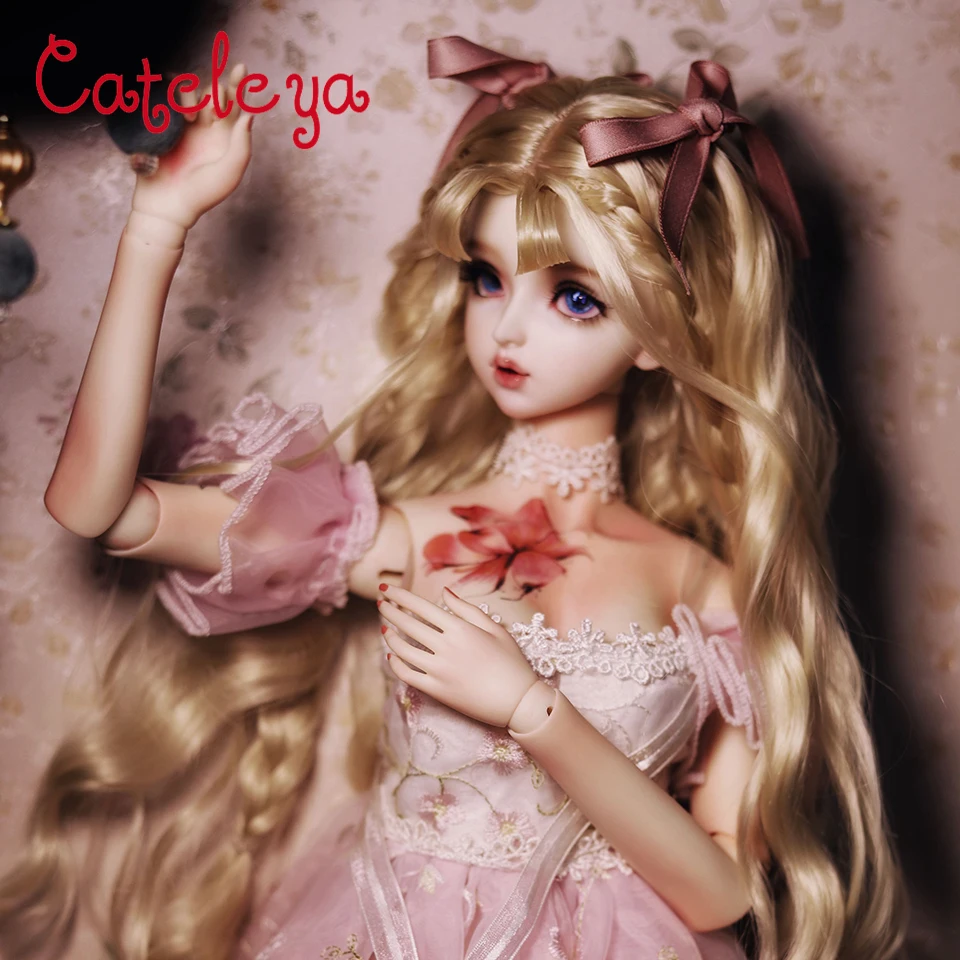 

Cateleya BJD doll girl heart hand hair 1/3 long roll double ponytail big wave styling hair Doll Accessories