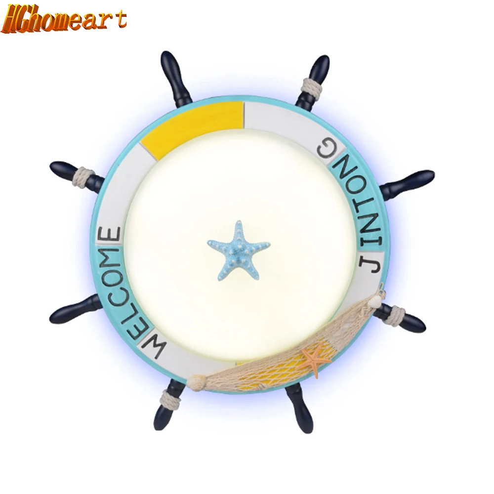 

Hghomeart Mediterranean Color Rudder Children's Room Lamp Room Lighting Fixtures Cartoon Creative LED Chandeliers