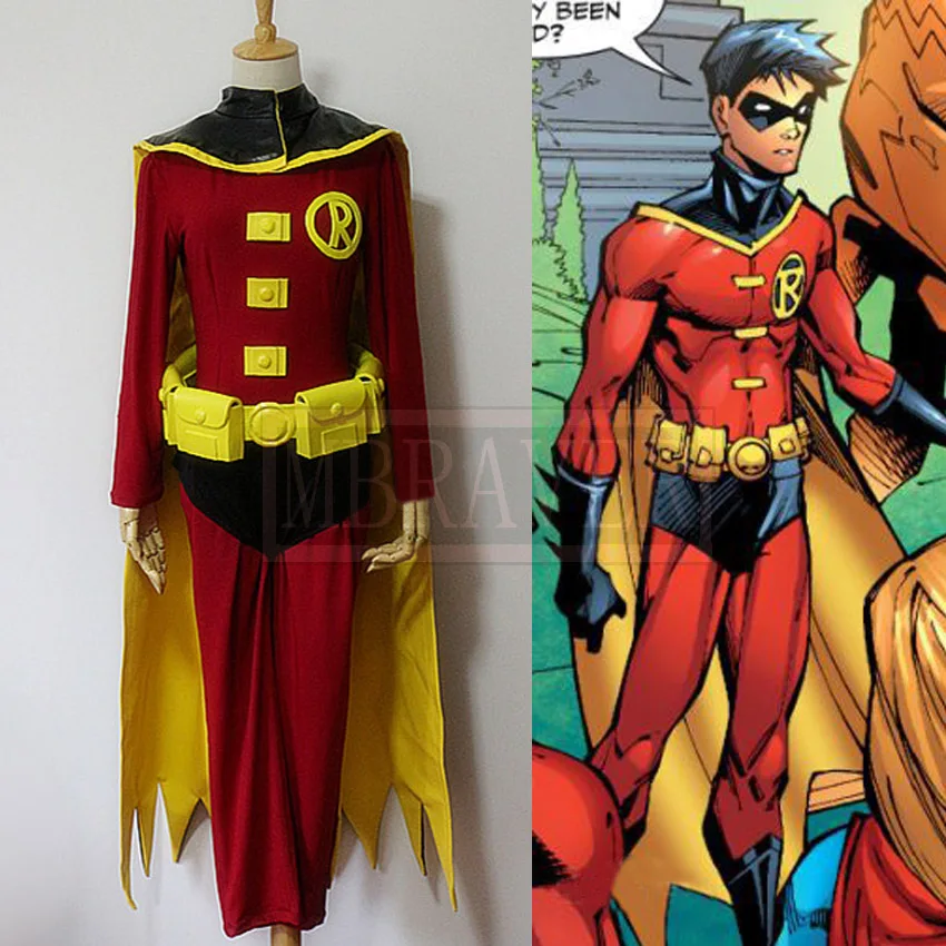 

Batman Damian Wayne Tim Drake Red Robin Cosplay Costume Party Christmas Halloween Custom Made Any Size