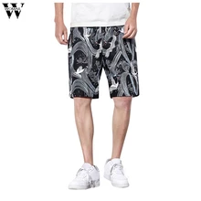 Womail, новинка, повседневные мужские штаны, прямые, модные, в китайском стиле, с принтом, свободные, плюс размер, пятицентные, Пляжные штаны, June6