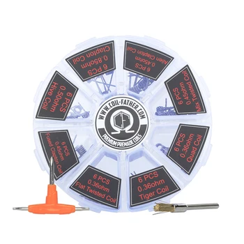 

Coil Father 8 In 1 Prebuilt Coil Hive Quad Tiger Fused Clapton Mix Twisted Premade Wires Coil Brusher T For Diy RDA Atomizer