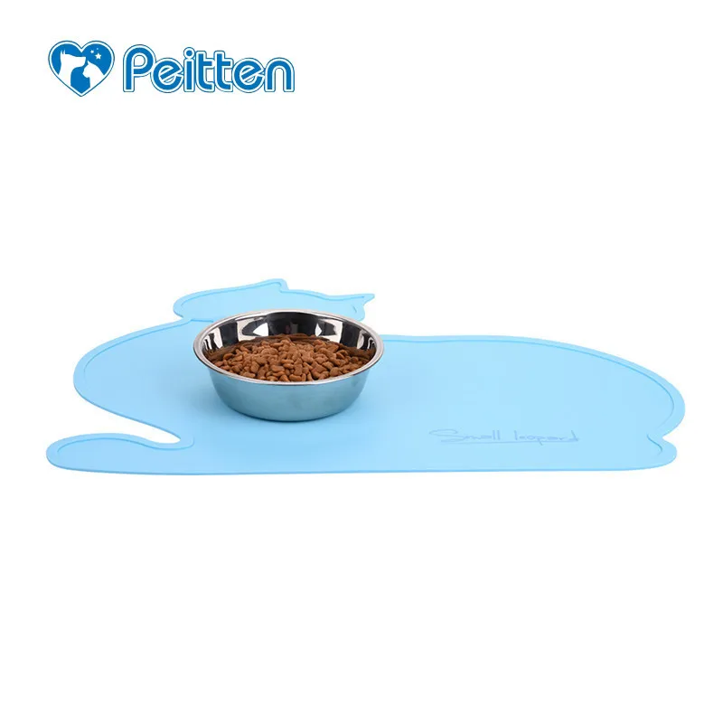 Lovely Pet Feeding Mat Cat Shaped Waterproof Non slip Food grade