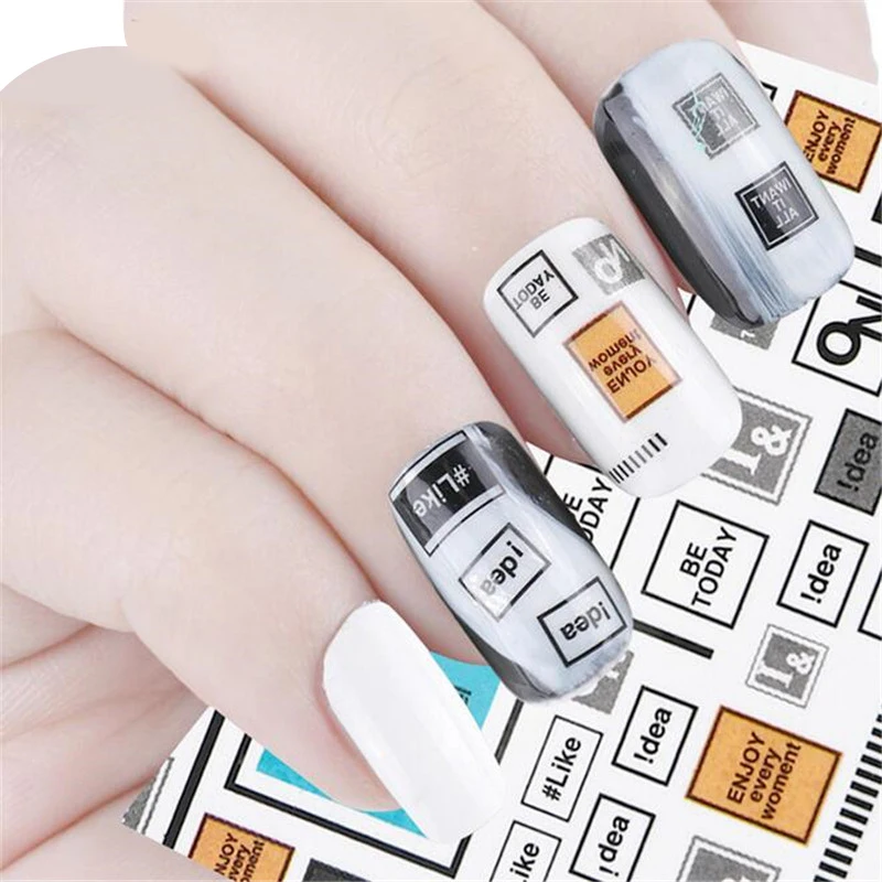 

2018 Newest 1 Sheet English Words Design Nail Art Stickers Fashion Adhesive Water Transfor Nail Sticker