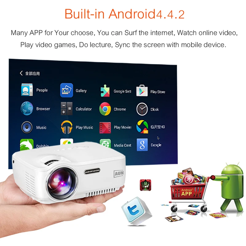 Aon проектор обновленный AM01S 1800 лм светодиодный набор на Android 4 wifi поддержка bluetooth
