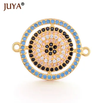 

jewelry making accessories multicolor zircon rhinestone round evil eye pendant connectors for diy bracelet necklace findings