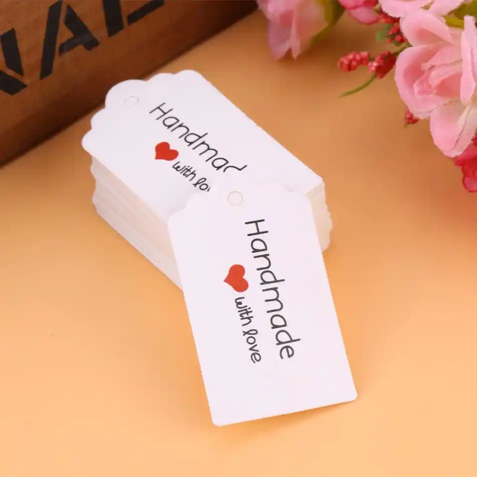 Packpapier 100pcs White Handmade Hang Label Wedding Favor Gift Tags Clothing Jewelry Price Tag #1