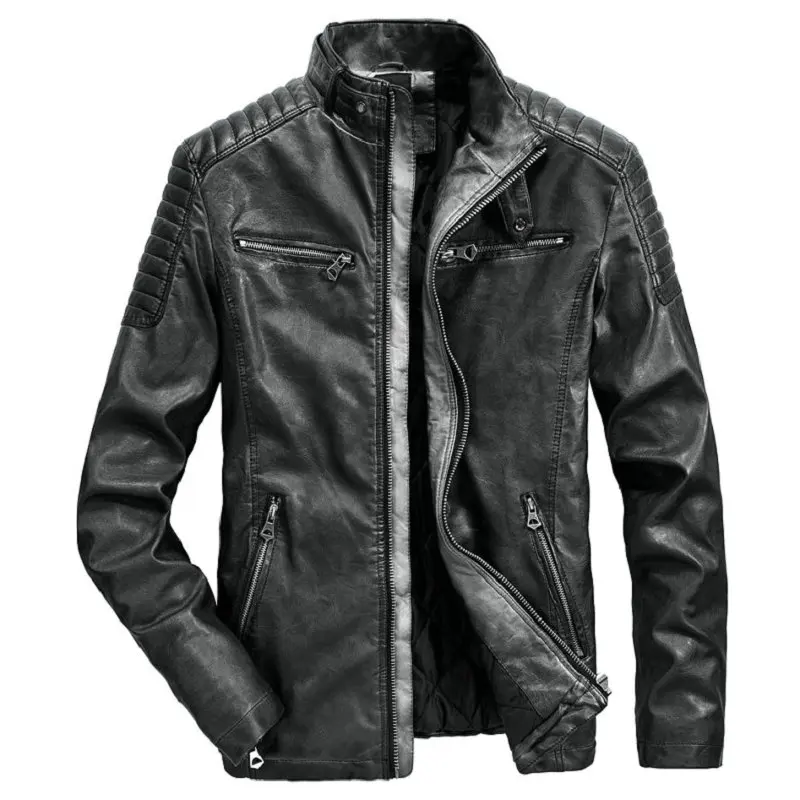 Высококачественная Мужская куртка из искусственной кожи, винтажная осенне-зимняя новая мотоциклетная куртка, Мужская деловая повседневная мужская байкерская куртка, пальто