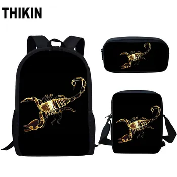 

THIKIN Personalized Scorpion Pattern Print Children School Bags Large Capacity Backpack for Boys Casual Kids Book Bags Mochila