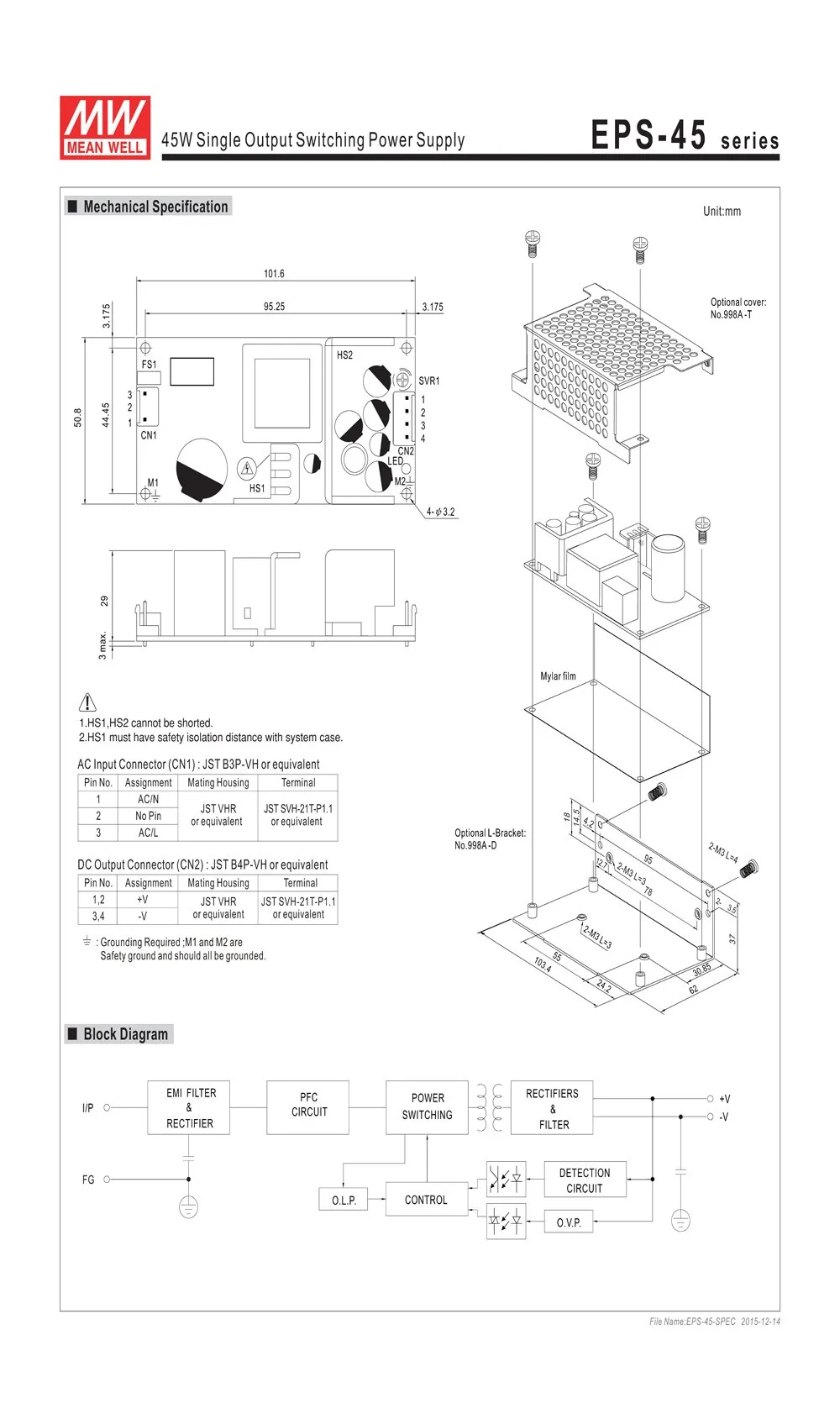 Meanwell EPS-45 блок питания с одним выходом с открытой рамкой ac dc источник питания 35 Вт 3,3 В 5 в 7,5 в 12 В 15 в 24 в 27 в 36 в 48 в 8A 1A 3A Мини Размер