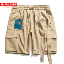 Aelfric Eden, мужские шорты Карго с вышивкой в виде лент и букв, хип-хоп, длина до колена, модная летняя уличная одежда, повседневные короткие шорты для бега
