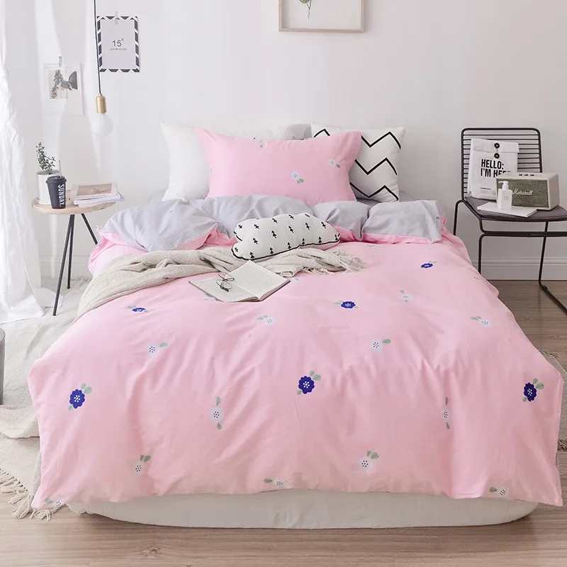 

Modern Style Bedding Set Full Size Cotton Flower Bed Linen 3pcs/Set Duvet Cover Set Pastoral Bed Sheet AB Side Duvet Cover 2019