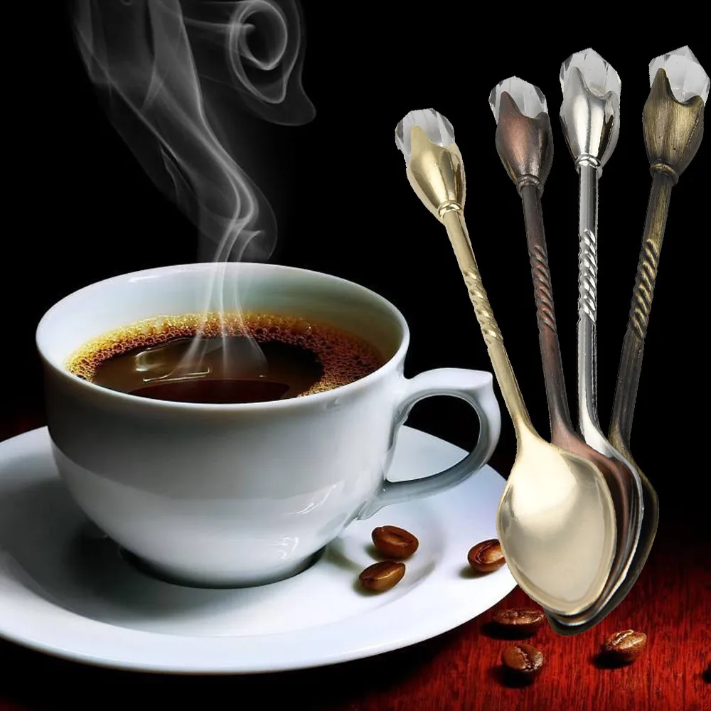 

Retro Diamond Handle Coffee Cake Dessert Small Spoon Kitchen Tableware Ice Cream Teaspoon Milk Sugar Afternoon Tea Spoons