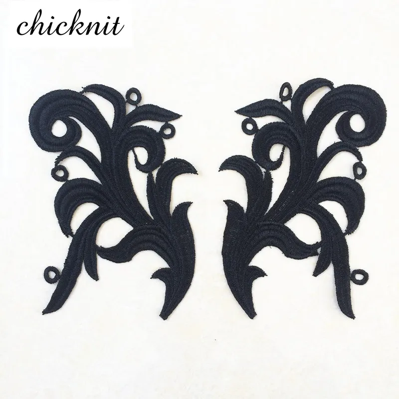

CHICKNIT 1 pairs white black Embroidery flower lace Applique patch for Sewing Cosplay Tango Latin dance ballet costumes Dress