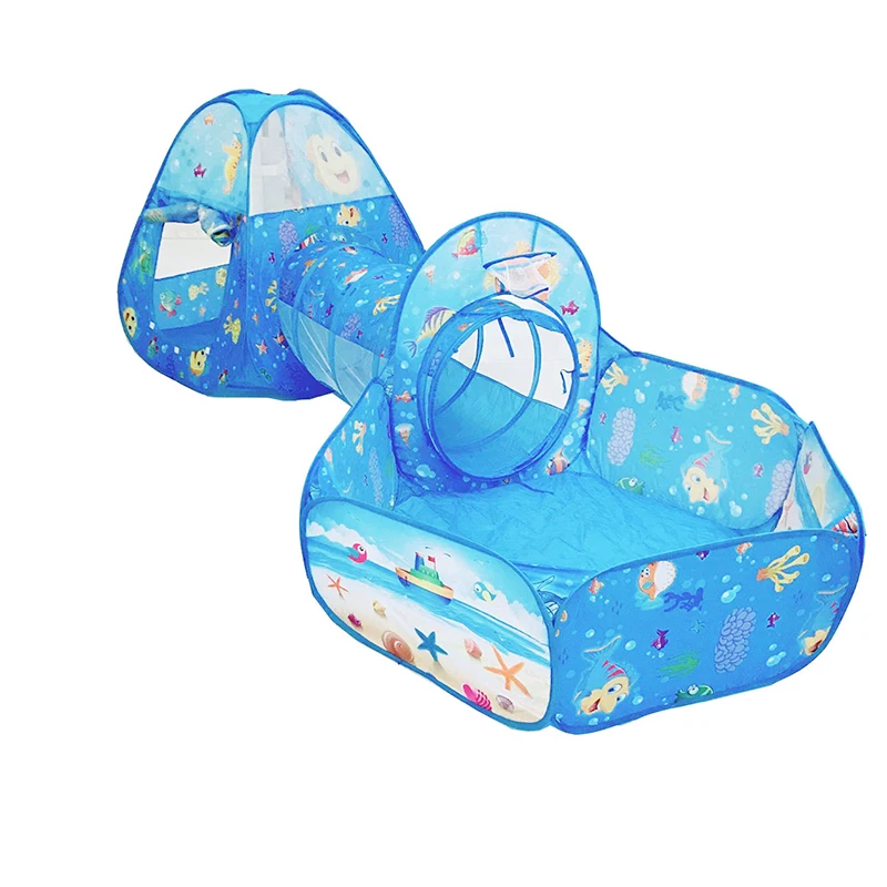 

Tunnel Tent toy Ocean Series Cartoon Game Ball Pits Portable Pool Foldable Children Outdoor Sports Educational Toy With Basket