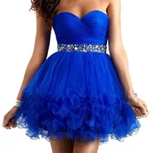 Новое поступление королевские синие Бальные платья милое многослойный вечерние платья с милым сердечком короткие 8 класс выпуск Выпускной платья