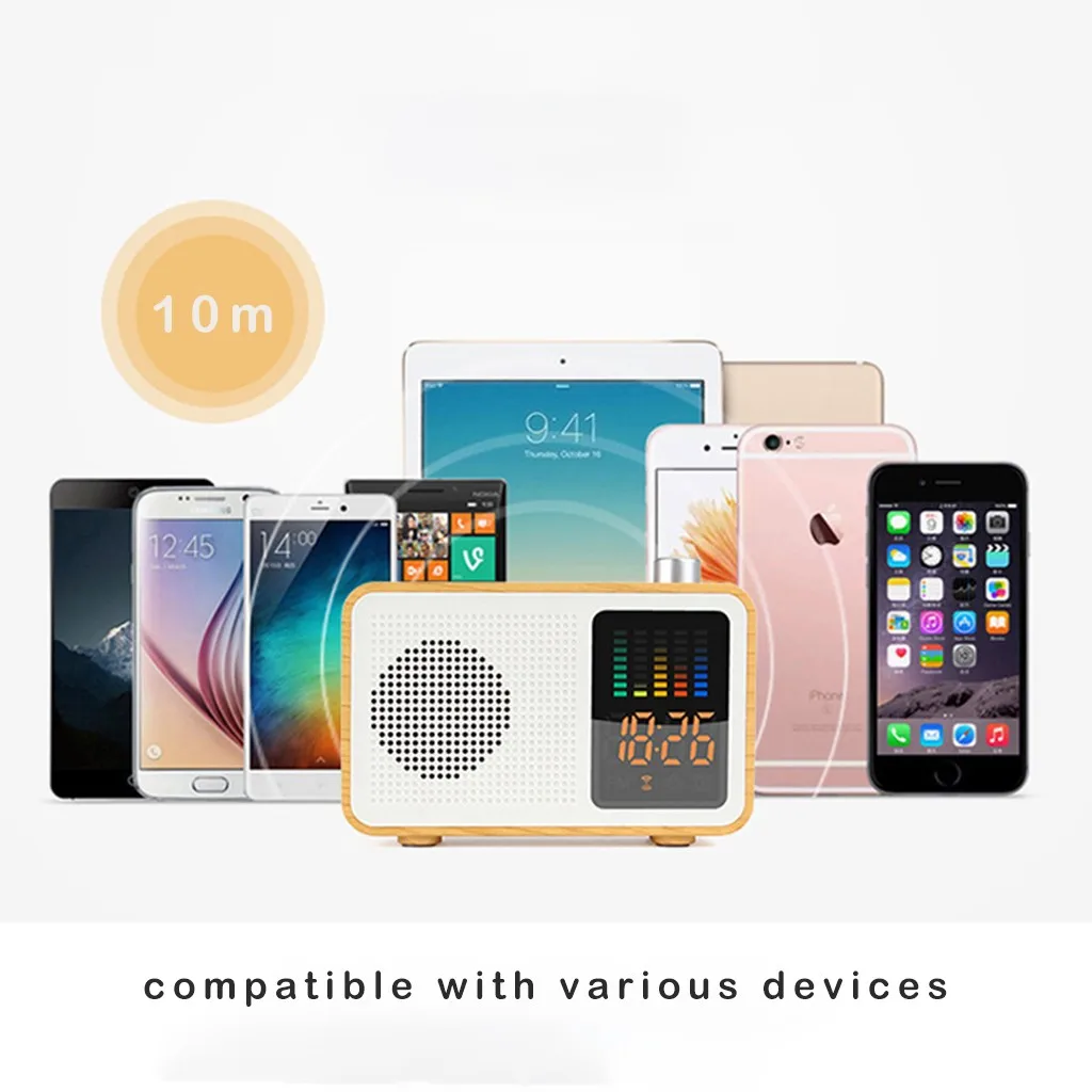 

high quality speaker with fm radio music center MIABOO Retro Wood Color Wireless Bluetooth Speaker Radio With Time Z518
