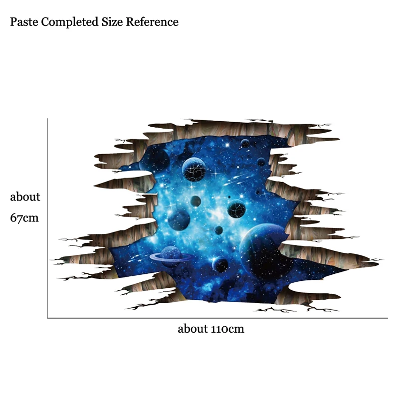 Креативные 3D темно-синие galaxy planet наклейки на пол/стены, Наклейки для декорирования комнат, домашний декор, пейзаж, разбитая Наклейка на стену
