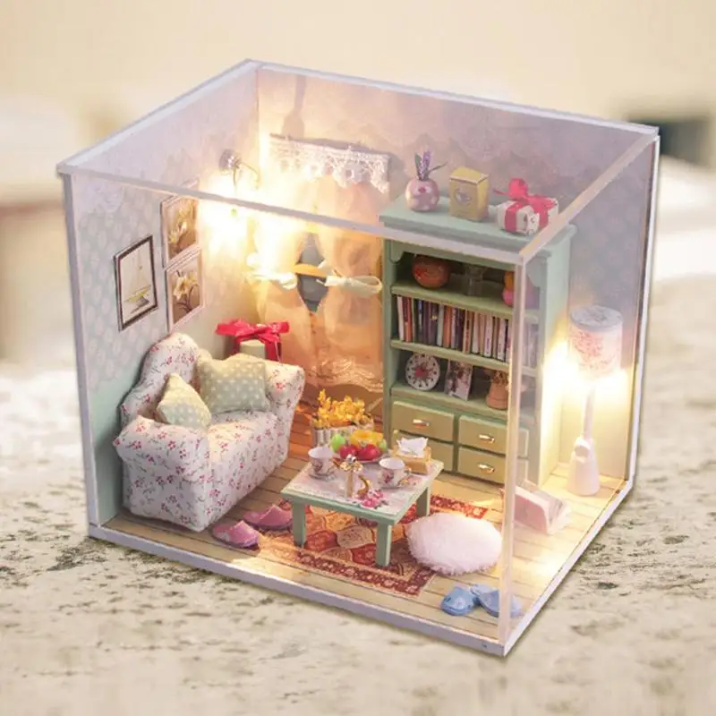Кукольный дом мебель Diy Миниатюрный пылезащитный чехол 3D Деревянный Miniaturas кукольный домик игрушки для детей подарки на день рождения