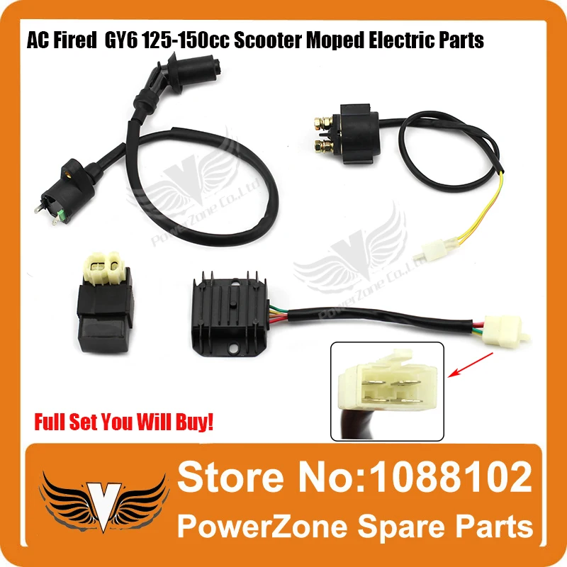 GY6 50cc 125cc 150cc Scooter Moped Motorcycle Ignition Coil + CDI UNIT +  4Pin Rectifier Regulator + Solenoid Relay Free Shipping - AliExpress