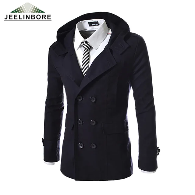 Men 2016 Fashion Brand Male Jackets Solid Color Double-Breasted Chest Jacket Coats Mens Slim Fit Jackets Windbreaker 