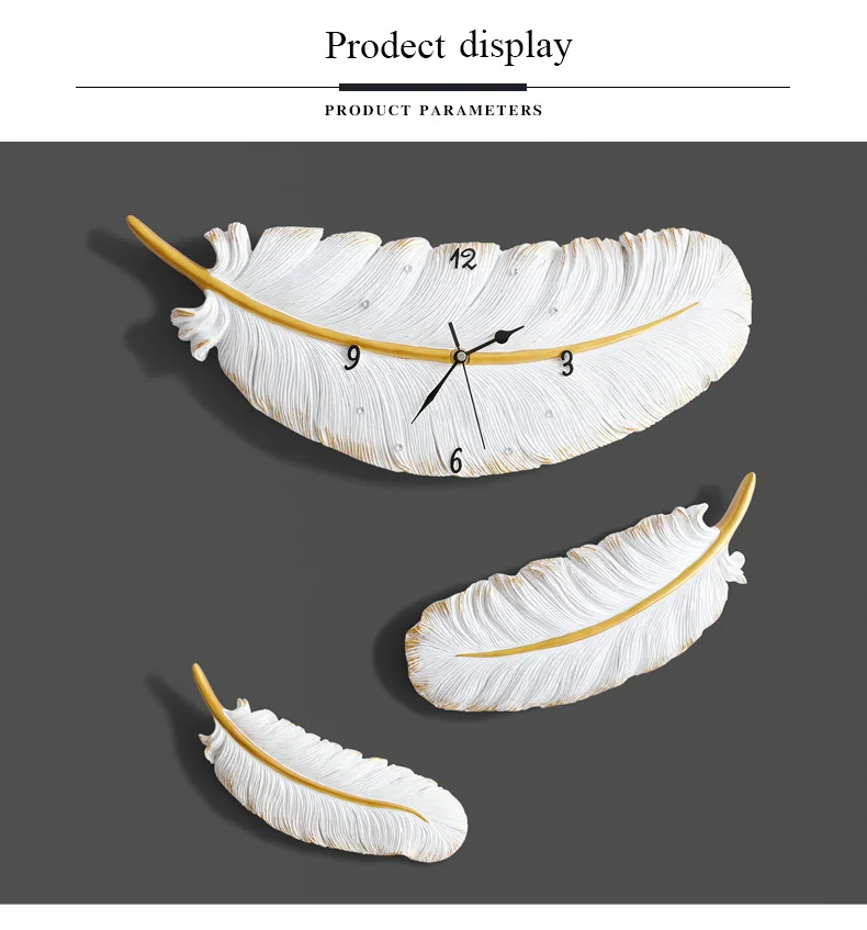 Современные креативные настенные часы из смолы, перо, настенные часы, подвески для самодеятельного творчества, украшения для дома, гостиной, дивана, ТВ, настенные украшения