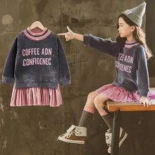 Осенне-зимние платья с длинными рукавами для детей 4-12 лет