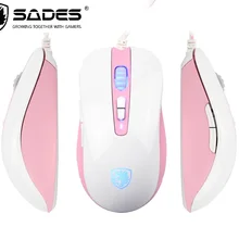 SADES S15 Musket 3000 dpi мышь Проводная 5 кнопок оптическая игровая мышь для компьютера/ПК/ноутбука розовая
