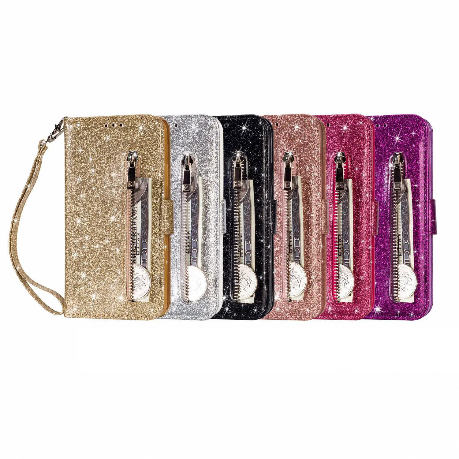 HTB1tIc2c8Kw3KVjSZFOq6yrDVXap Bling Glitter Case For Samsung Galaxy S10e Note 8 9 S10 Plus S9 S8 Plus S7 Edge S6 Leather Flip Stand Zipper Wallet Cover Coque