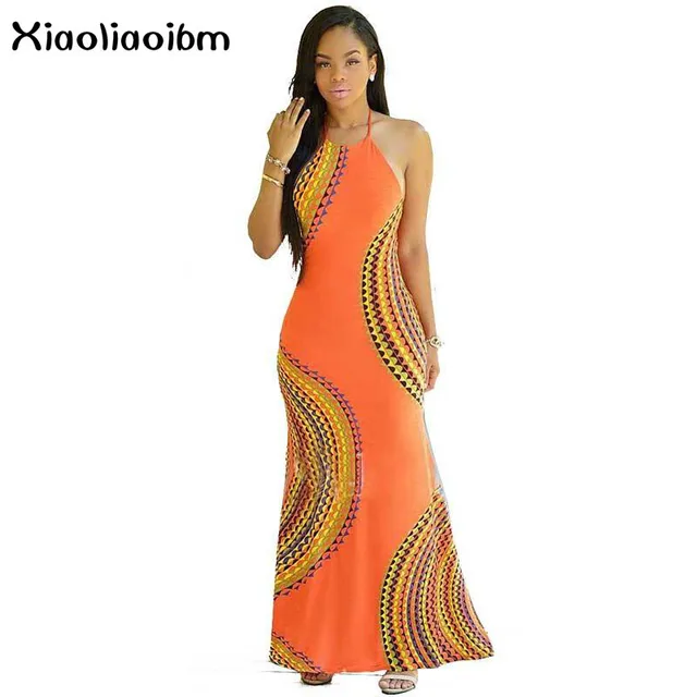 Vintage Long Dress Halter Sleeveless Summer Dresses Sundresses In Vintage Long Dress Halter Sleeveless Summer Dresses Sundresses In Folk Maxi Asymmetrical Orange Beach
