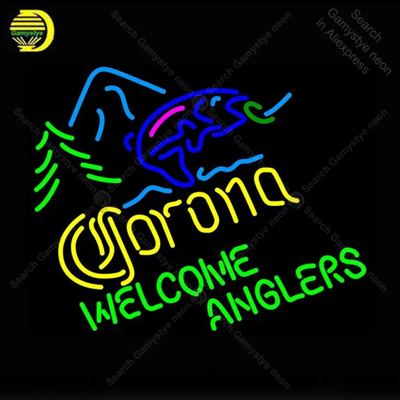 Neon Sign for Corona fish Anglers Neon lamp Pub Display Beer