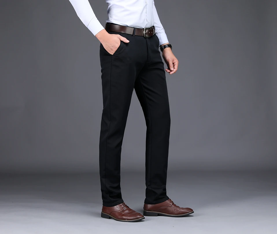 NIGRITY новые осенние зимние мужские модные деловые повседневные длинные брюки мужские эластичные прямые официальные брюки размера плюс 28-44