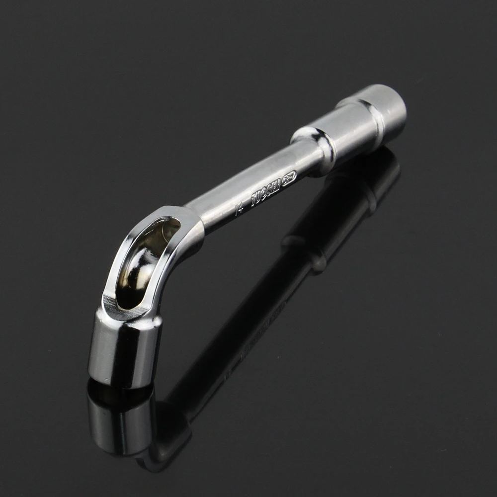 14mm L type angled socket wrench spanner with thru hole, Chome vanadium