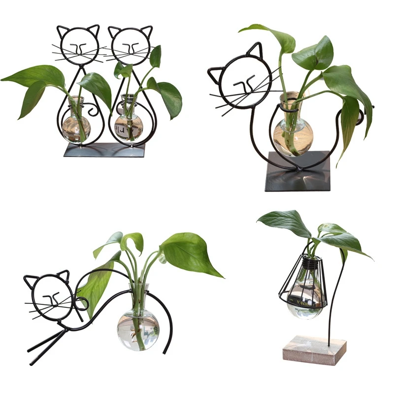 

Creative Home Furnishings Hotel Cafe Shop Decoration Cat Model Iron Hydroponics Crafts American Style Retro Miniaturas Ornament