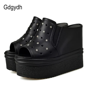 

Gdgydh High Heels Sandals Women Crystals Platform Wedges Summer Shoes Female Comfortable 2019 New Spring Black Drop Shipping