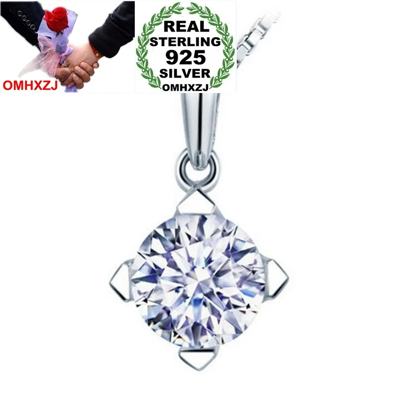 

OMHXZJ Wholesale Fashion Classic OL Woman Gift White Brilliant Zircon 925 Sterling Silver Pendant Charms PE146 NO Chain Necklace