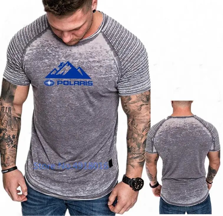 

Polaris Snowmobiles Print Summer Men T Shirts Sportswear Top Tees Mens wrinkle crumple Short Sleeve slim Fitness tshirt Autumn