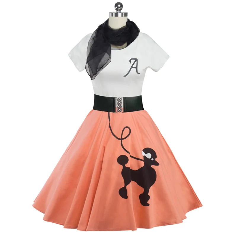 Hip Hop 50s Shop Girls Women Poodle Skirt Halloween Dance Costume - Цвет: Розовый